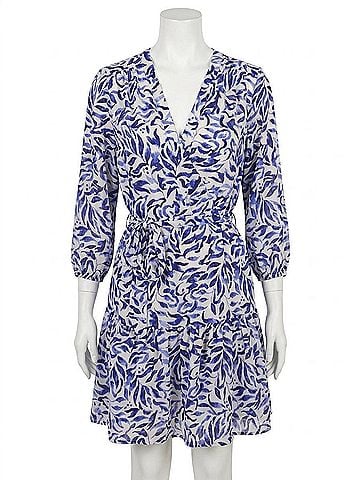 Veronica M. Frederick Shirt Dress With Belt in Blue/White (view 1)