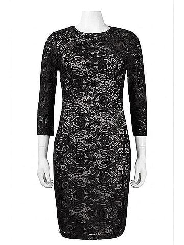 Sue Wong Ornament Motif Open-Back Dress in Black (view 1)