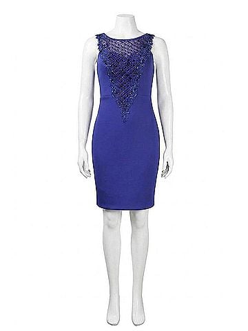Sue Wong Beaded Scuba Dress in Cobalt (view 1)