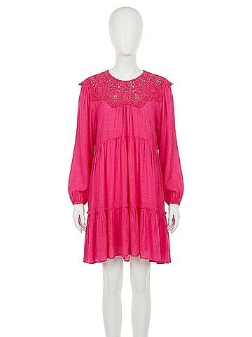 Oddi Lacey Tiered Dress in Pink (view 1)