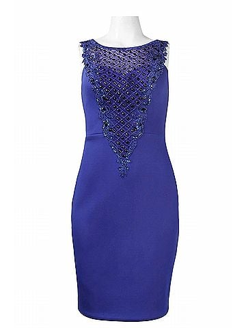 Sue Wong Beaded Scuba Dress in Cobalt (view 2)