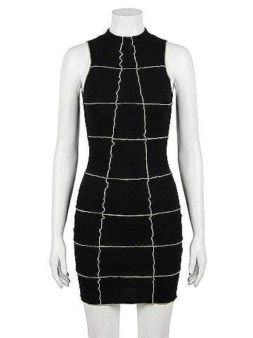pretty garbage Exposed Stitch Stretch-Modal Mini Dress in Black (view 1)