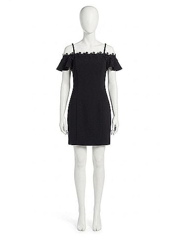 Kensie Crepe Scuba Cold Shoulder Sheath Dress in Black (view 1)