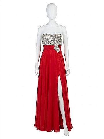 Mac Duggal Strapless Sweetheart Prom Dress in Red (view 1)