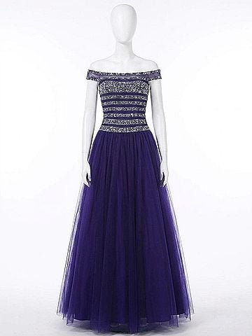 Mac Duggal Sequin Ball Gown in Cobalt (view 1)