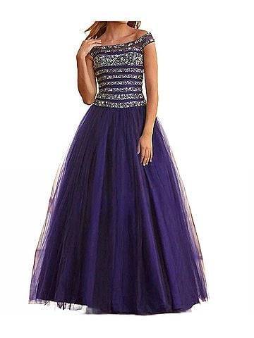Mac Duggal Sequin Ball Gown in Cobalt (view 2)