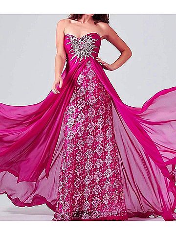 Mac Duggal Ruched Sweetheart Prom Dress With Beaded Sunburst Applique in Magenta (view 2)
