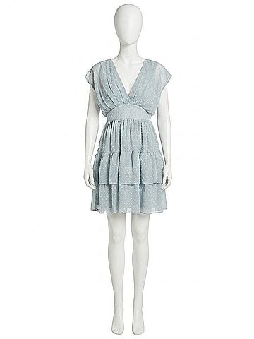 She + Sky Swiss Dot Tiered Dress in Light Blue (view 1)