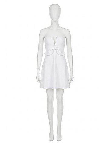 Susana Monaco V Wire Bow Flare Dress in Sugar (view 1)