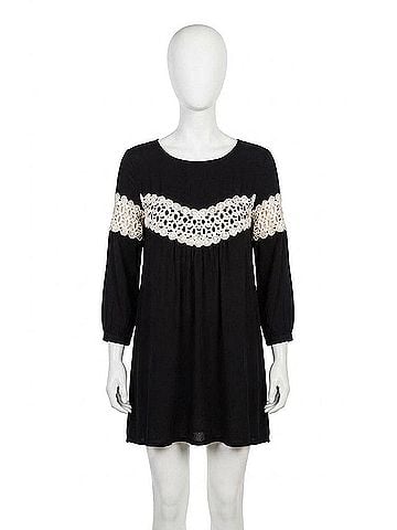 Kori America Peak Of Lace Baby Doll Dress in Black (view 1)