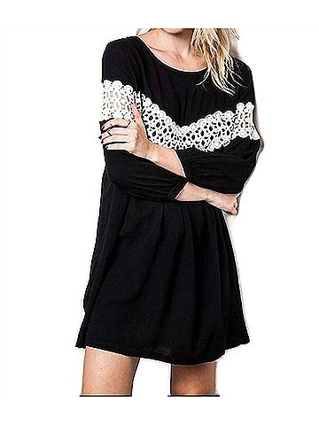 Kori America Peak Of Lace Baby Doll Dress in Black (view 2)