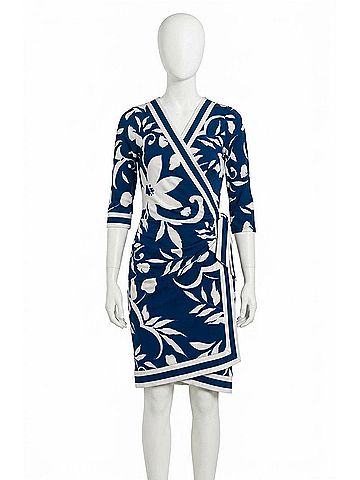 Gretchen Scott Designs Wrap Me Up Dress - Full Bloom in Navy Blue (view 1)