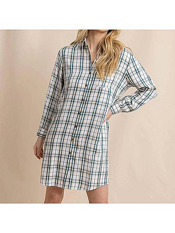 Southern Tide Cam Twill Plaid Mini Dress in Sand White (view 2)