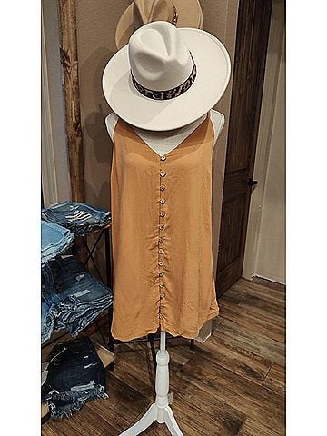 Style Rack Women's Buttoned Mini Dress in Camel (view 2)