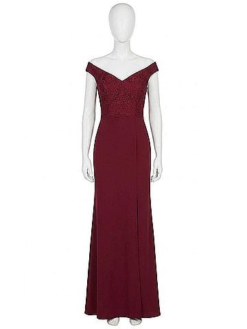 Dessy Collection Fit And Flare Wedding Dress in Burgundy (view 1)