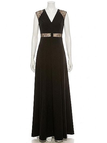 Aidan Mattox Sleeveless Lace-Detail Evening Dress in Black (view 1)