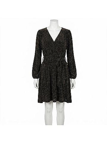 Kori America Metallic Party Dress in Black (view 1)