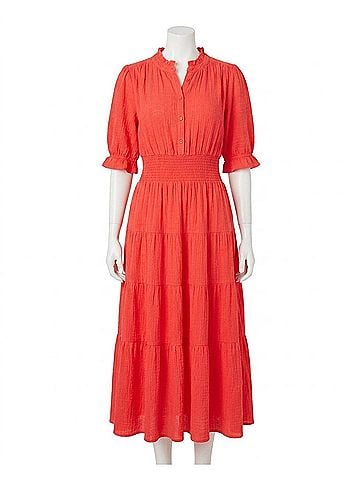 Southern Tide Christa Short Sleeve Maxi Dress in Sunset Coral (view 1)