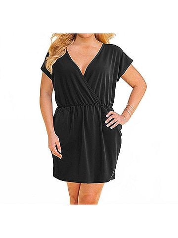 Jordan Taylor V-Neck Surplice Dress - Plus Size in Jor Black (view 2)