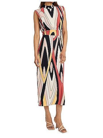 Donna Morgan Printed Matte Jersey Maxi Dress in Black/Taupe (view 2)
