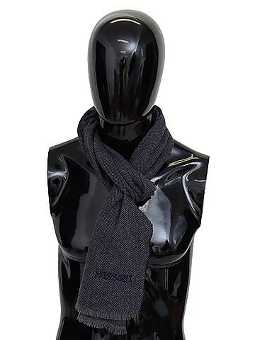 Missoni Elegant Black Wool Scarf with Logo Men's Embroidery (view 1)
