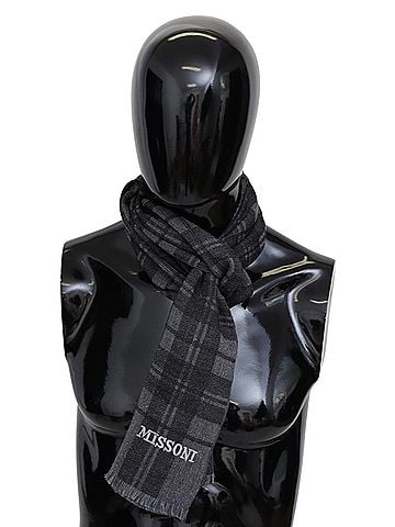 Missoni Elegant Unisex Plaid Wool Scarf with Logo Men's Embroidery (view 1)