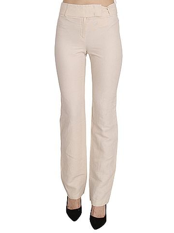 Laurel White High Waist Silk Blend Flared Dress Trousers Women's Pants (view 1)