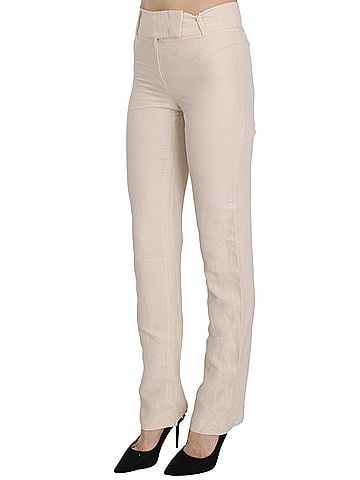 Laurel White High Waist Silk Blend Flared Dress Trousers Women's Pants (view 2)