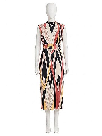 Donna Morgan Printed Matte Jersey Maxi Dress in Black/Taupe (view 1)