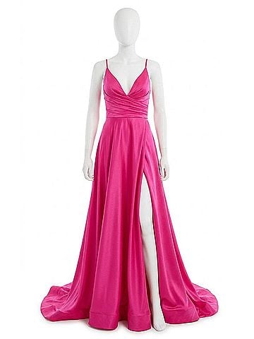 La Femme Lafemme Satin A-Line Ballgown in Hot Pink (view 1)
