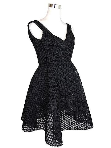 Maje Women's Fit / Flare Black Mesh Embroidered Polyester Trims Dress (view 2)