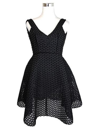 Maje Women's Fit / Flare Black Mesh Embroidered Polyester Trims Dress (2, Black) (view 1)
