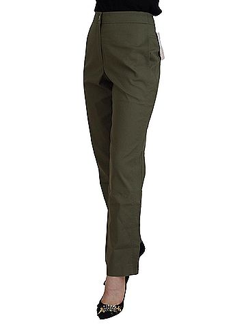 Laurel Green Cotton High Waist Women Tapered Women's Pants (view 2)