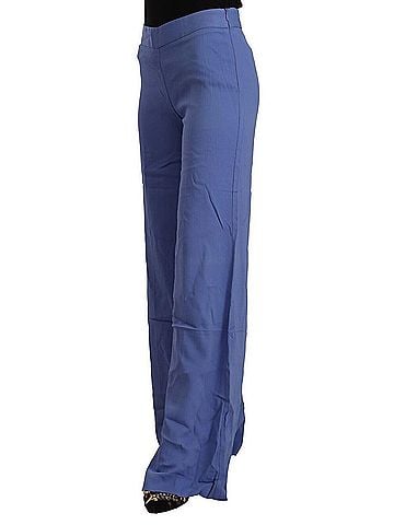 P.A.R.O.S.H. Blue High Waist Viscose Straight Wide Leg Women's Pants (view 2)