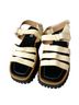 LABUCQ 100% Leather Gray Tan Ivory Sandals Size EU 38 - photo 1