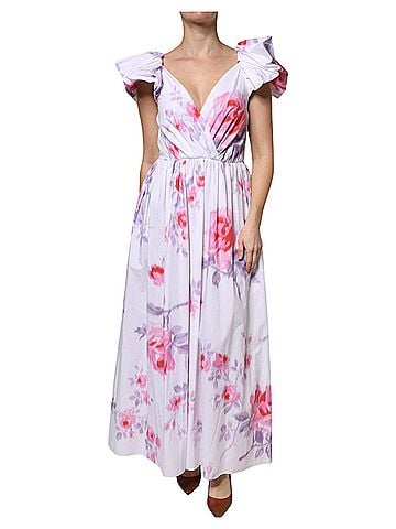 Philosophy White Floral Cotton Maxi Women's Dress (view 1)