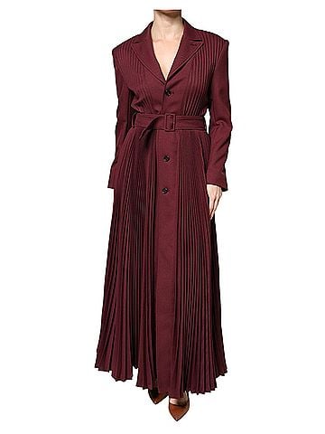 Philosophy Maroon Belted Button Down Women's Dress (view 1)