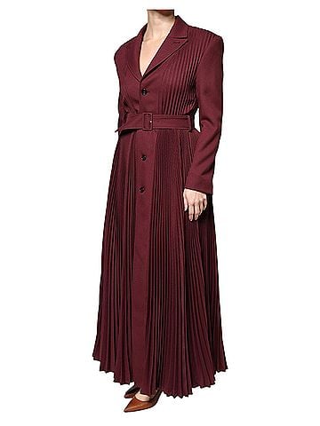 Philosophy Maroon Belted Button Down Women's Dress (view 2)
