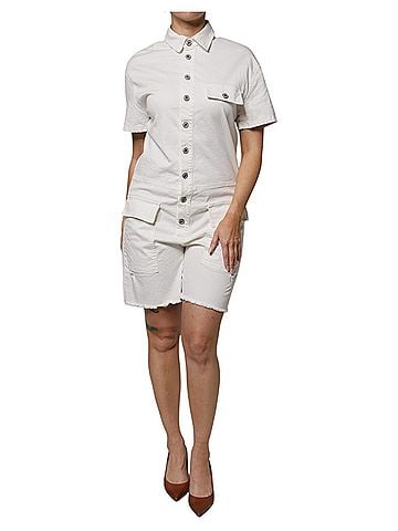 Please White Cotton Short Sleeves Button Down Romper Women's Dress (view 1)