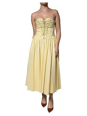 Philosophy Yellow Cotton Corset Midi Women's Dress (view 1)
