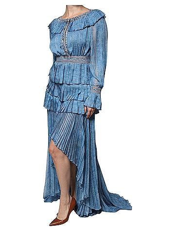 Philosophy Blue Layered Long Sleeve Women's Dress (view 2)