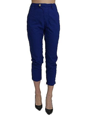Cycle Cotton Royal Blue High Waist Skinny Cropped Trouser Women's Pants (view 1)
