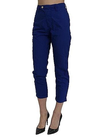 Cycle Cotton Royal Blue High Waist Skinny Cropped Trouser Women's Pants (view 2)