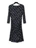 Kay Unger Chevron-herringbone Blue Black White Cocktail Dress Size 12 - photo 2