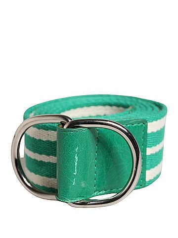 RED Valentino White Green Stripes Canvas Silver Metal Buckle Women's Belt (view 1)