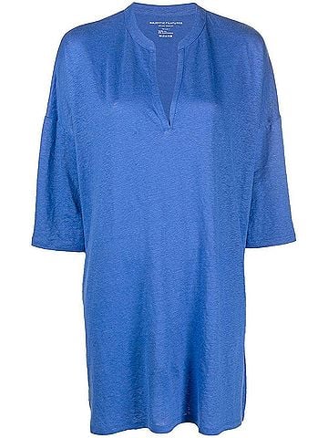 Majestic Women's 3/4 Sleeve Linen Blend Tunic Dress (view 1)