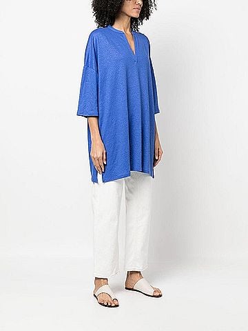 Majestic Women's 3/4 Sleeve Linen Blend Tunic Dress (view 2)
