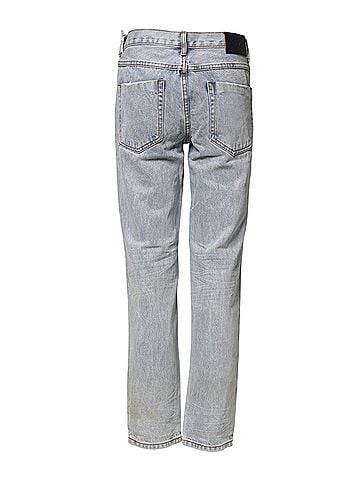 One Teaspoon Light Blue Tattered Mid Waist Straight Denim Women's Jeans (view 2)