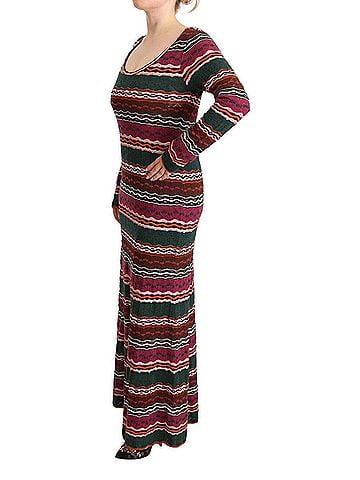 Missoni Multicolor Stripe Wool Knitted Maxi Sheath Women's Dress (view 2)