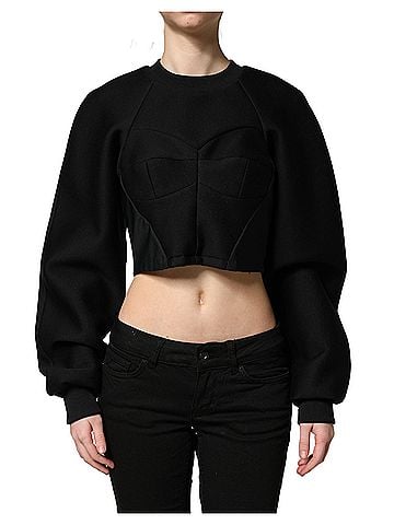 Philosophy Black Cropped ZipperBack Sweatshirt Women's Sweater (view 1)